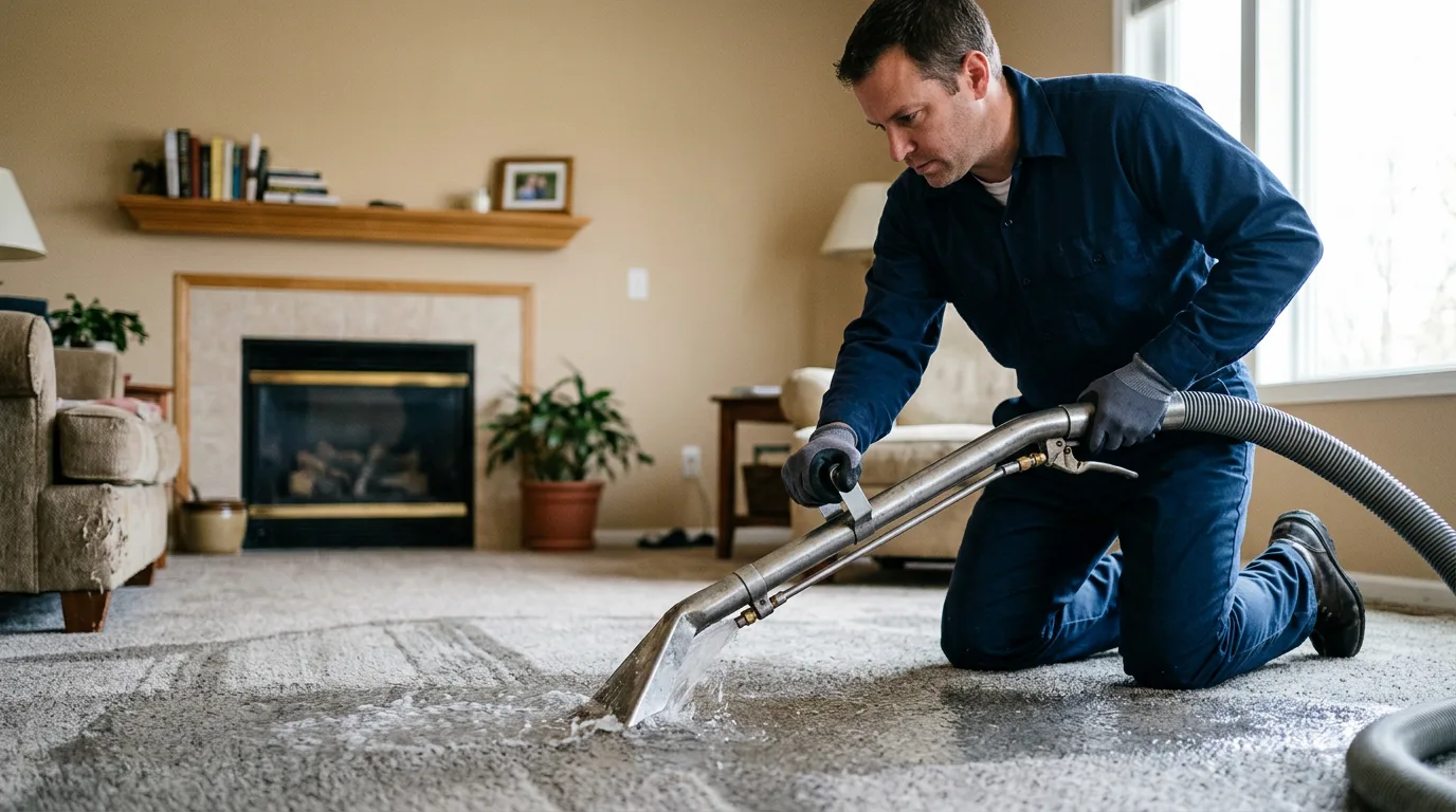 Water damage restoration technician working near Allendale, NJ